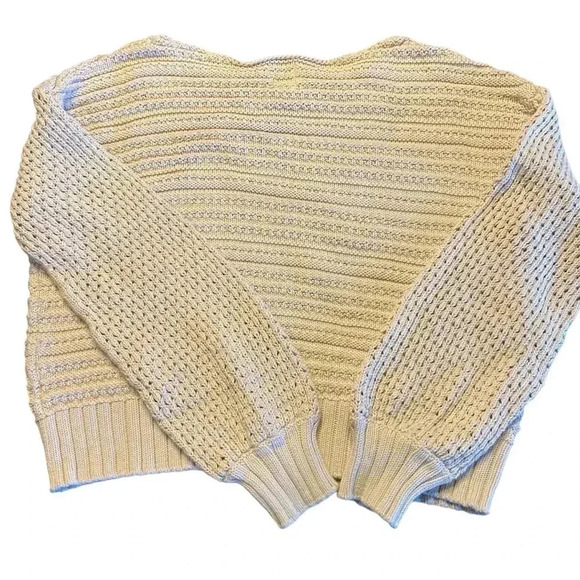 GAP cream vintage 90’s SOFT cozy cotton chunky boxy knit scoop neck sweater SZ-L - Picture 2 of 6